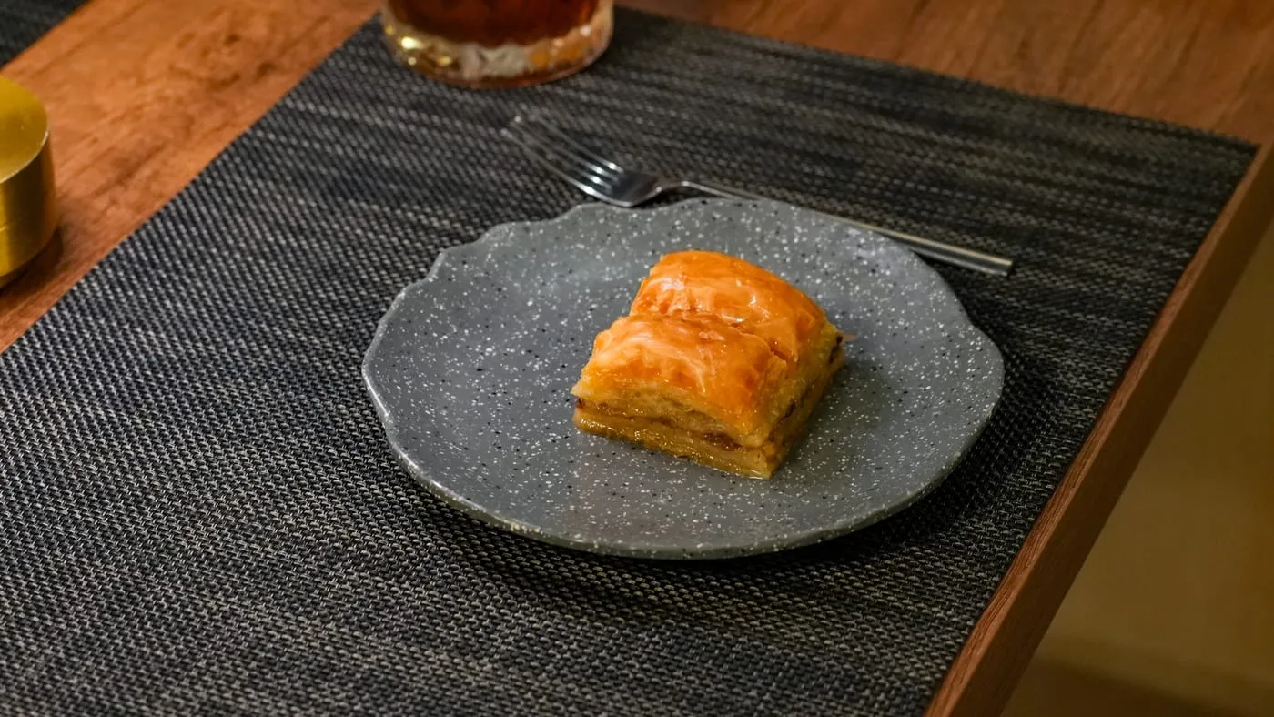 A piece of baklava for dessert