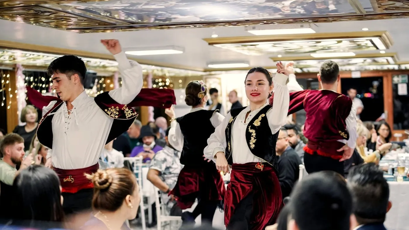 Anatolian folk dance company performing in the dining salon